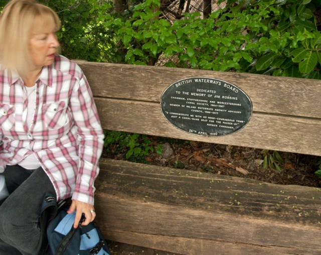 Jim's bench at Whittington Lock.
