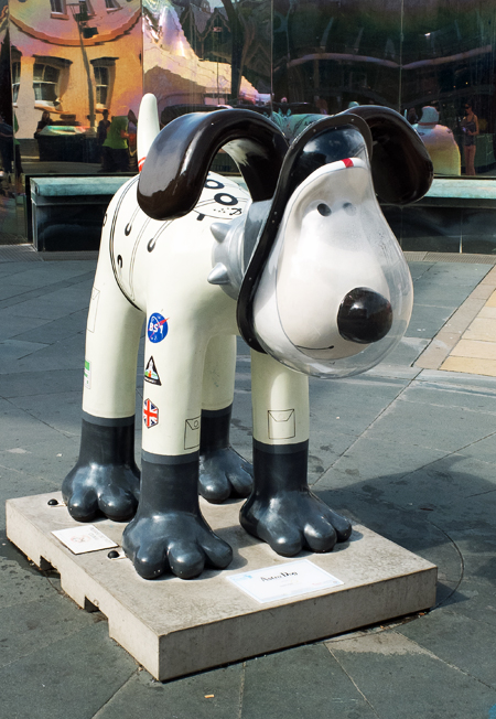 Grommit statue in Millenium Square, Bristol.