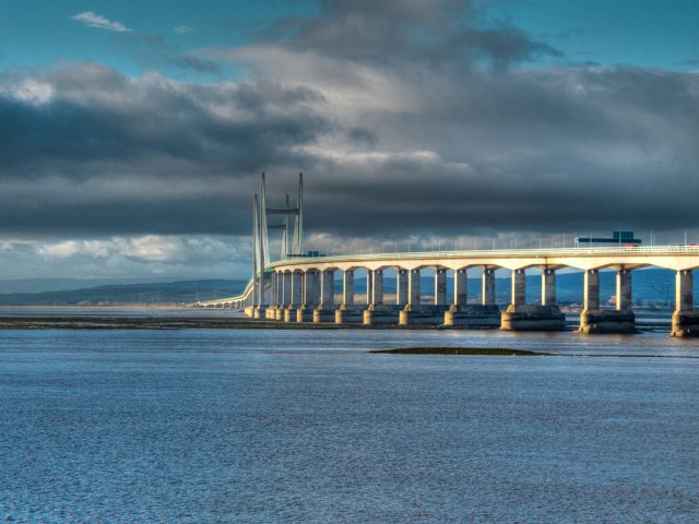 The M4 crossing the Severn estuary, looking towards Wales.