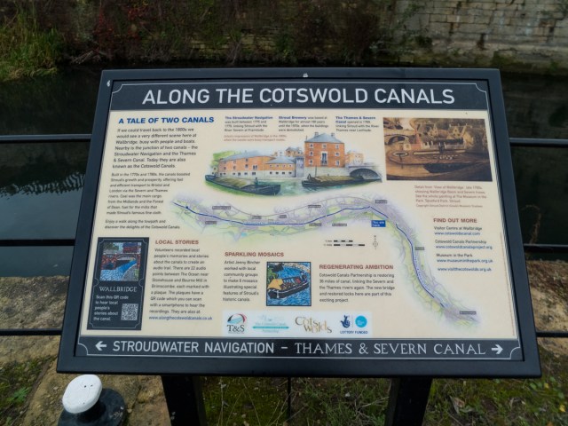 Information panel at Wallbridge on the Stroudwater Canal, Gloucestershire.