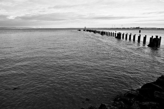 Portishead pier about an hour after high tide.