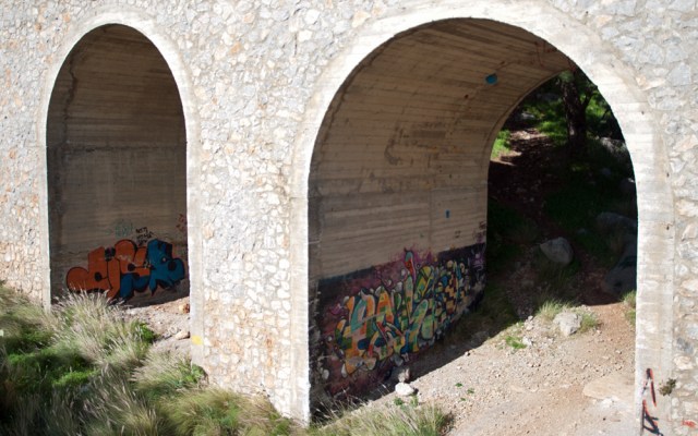 Montepellegrino. Arch used as climbing wall.
