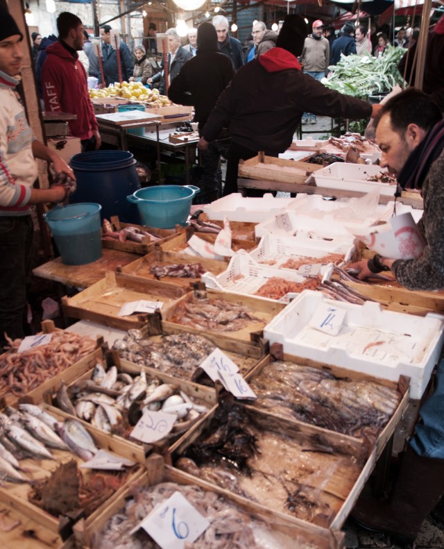 Typical fish stall, Palermo market.