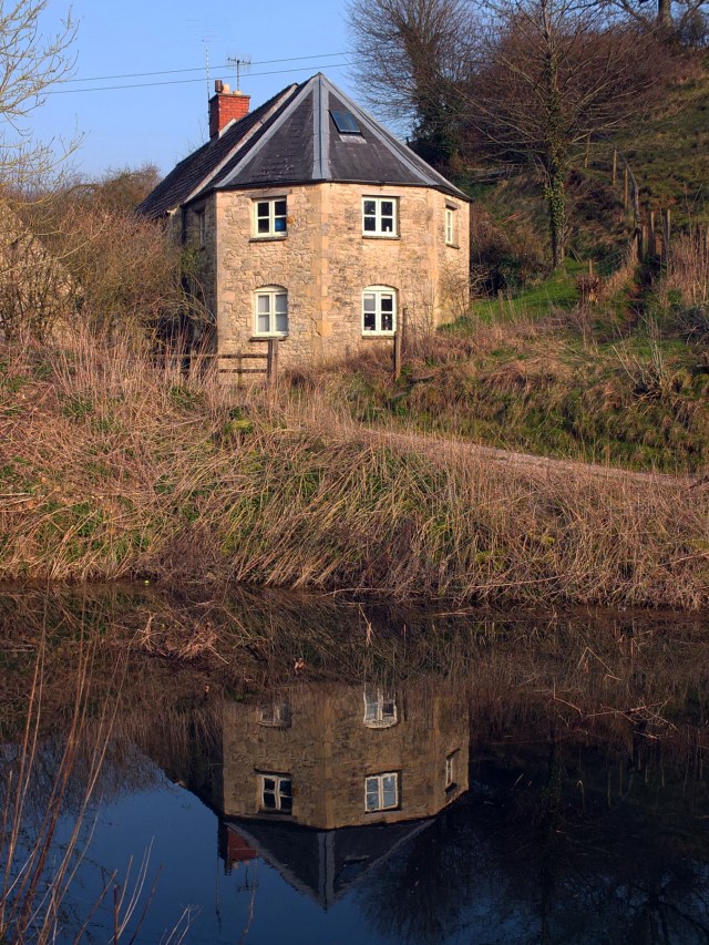 Canal-side house.
