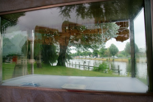 Weird public sculpture in Bruges (double exposure).