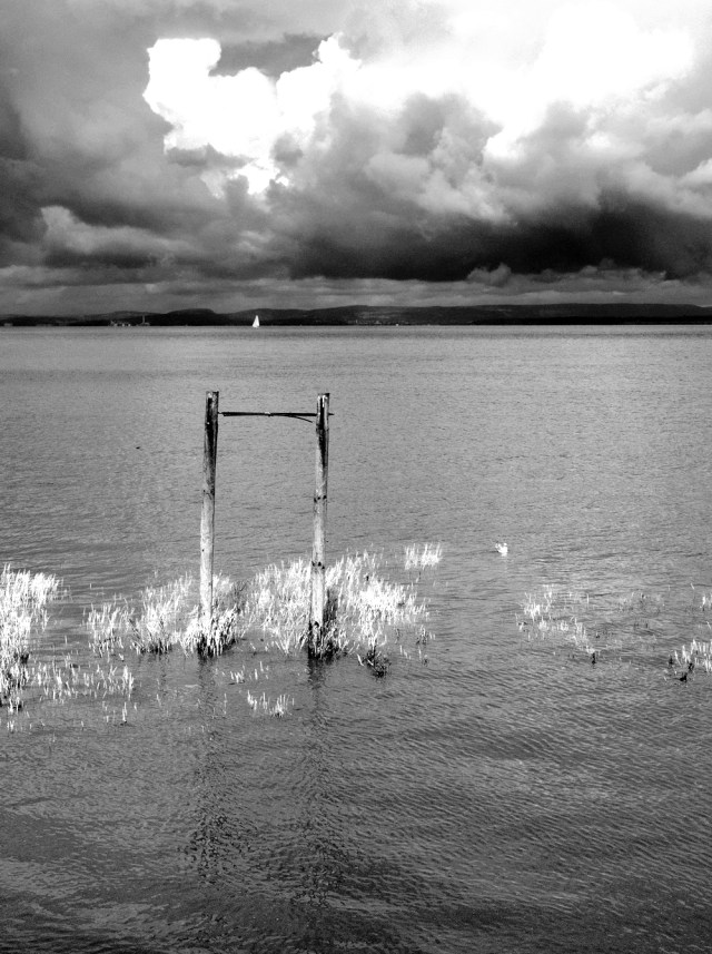 High tide at Portishead, looking approximately west towards Wales.
