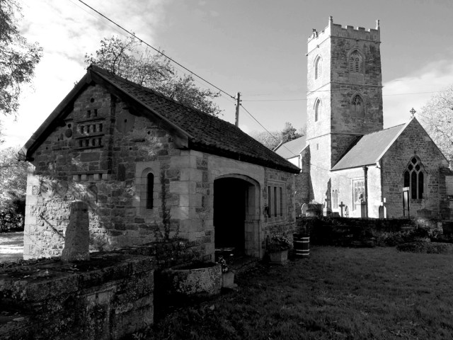 Redwick, Gwent, church and flood defence mechanism building.