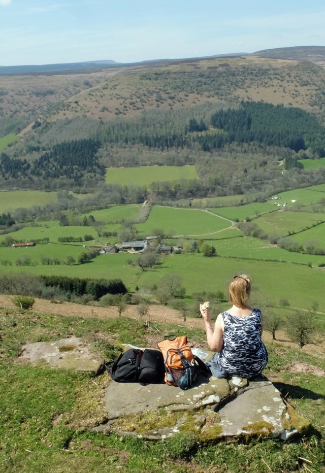 Lunch overlooking Maes-y-Beran farm.